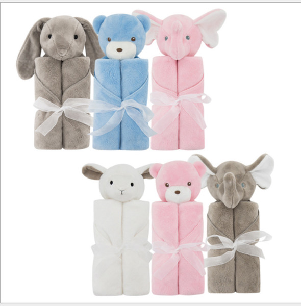 Kids Crystal velvet elephant Blankets Winter Warm rabbit bear Blankets infant Swaddling cartoon baby bed sheet Sleeping Bag 76*76cm XT