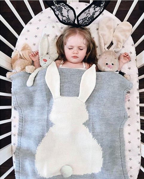 100pcs special sale Rabbit blankets Air conditioning blanket for children Baby boys and girls knitted blankets lovely rabbit Woolen quilt