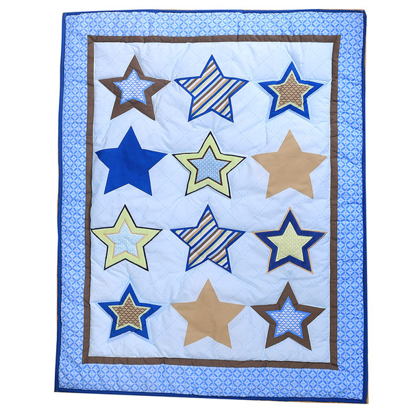 blue star embroidery baby boy crib nursery blanket cotton polyester baby crib quilt wholesale in stock