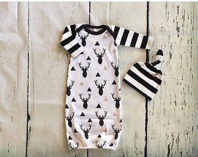 ins spring autumn infant baby deer print sleeping bag newborn toddlers soft cotton stripe sleeve sleeping sack