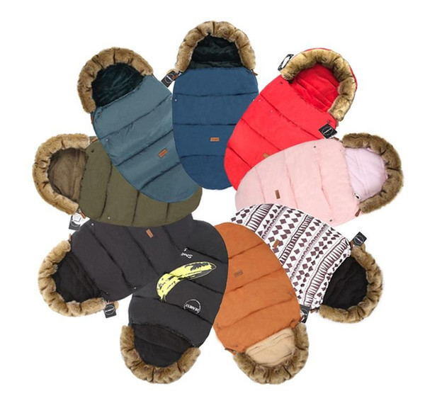 Baby stroller Sleeping Bag Baby bed footmuff with fake fur collar waterproof warmer stroller sleepsack quilt