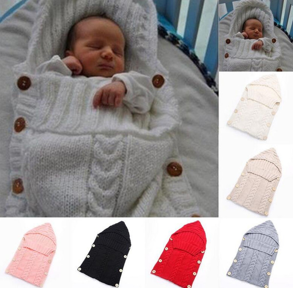 Newborn Baby Infant Knit Sleeping Bag Wrap Warm Wool Blends Crochet Knitted Hoodie Swaddling Wrap KKA2657