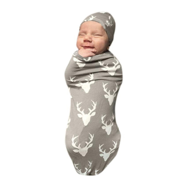 Wholesale- Newborn Baby Swaddle Blanket Sleeping Bag Sleep Sack Deer Print Stroller Wrap Drop Shipping#Z30