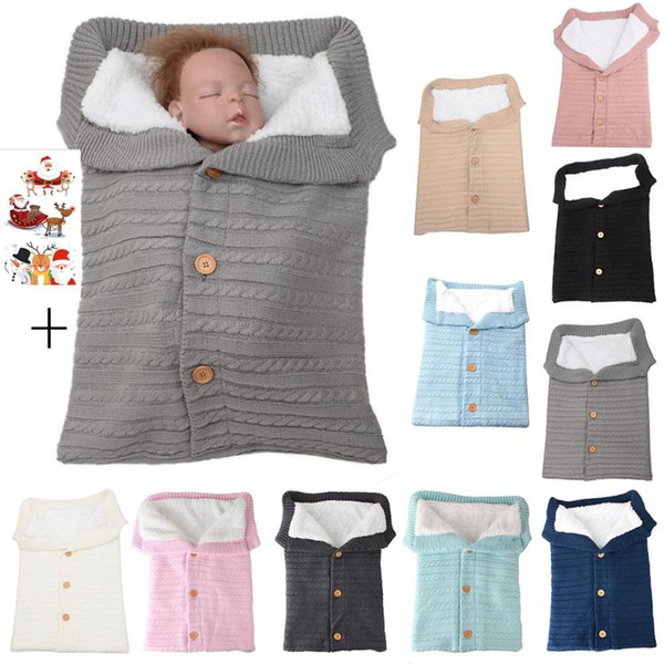 Warm Toddler Blanket Sleeping Bags Winter Newborn Baby Sleeping Bags Infant Button Knit Swaddle Wrap Swaddling Stroller Wrap