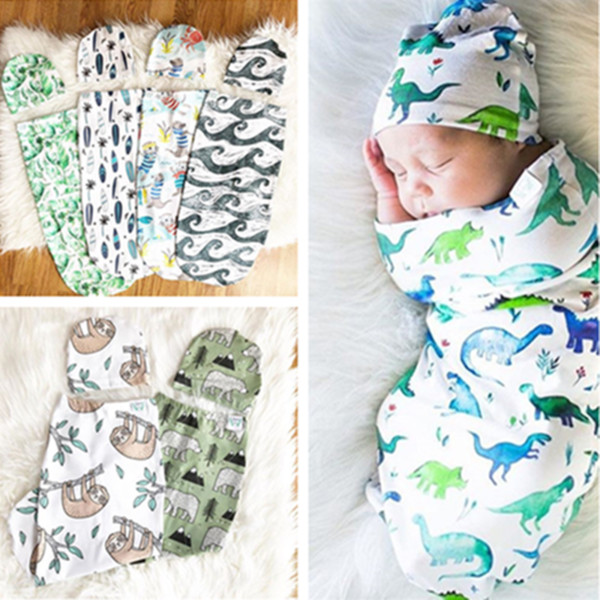 2020 CARTOON Baby Sleeping Bag with Hat Newborn Cotton Swaddles Wrap Swaddling Blanket Sleep Sacks Bags Toddler Bedding Accesseries E22602