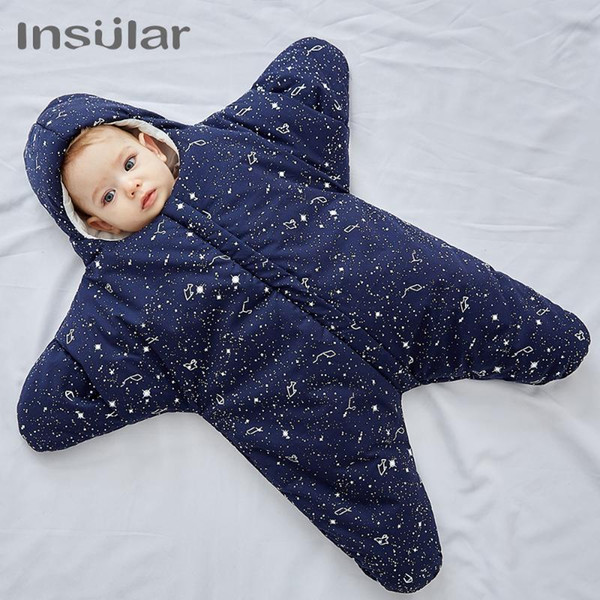 All cotton four season cartoon starfish baby sleeping bag held by newborn baby pure cotton split leg sleeping bag