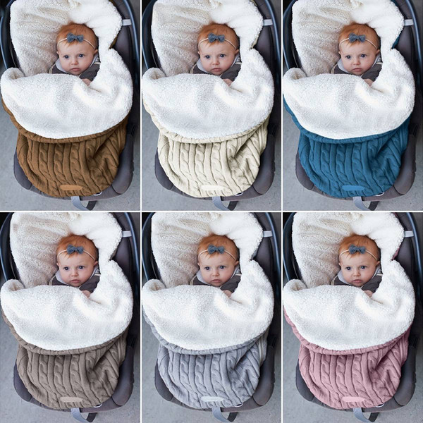 Baby Button Knitted Sleeping Bags Newborn Stroller sleeping bag Toddler autumn Winter Wraps Swaddling 6 colors 30pcs T1I1088