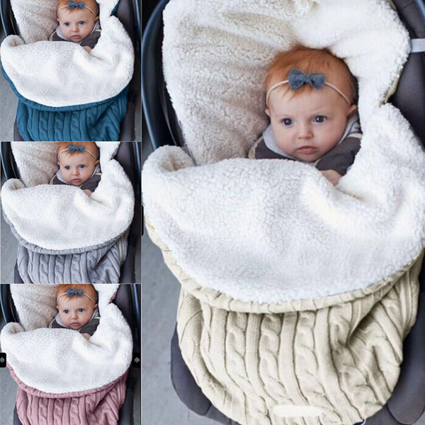 Plush Baby Cart Sleeping Bag Thickened Baby Outdoor Wool Knitting Cart Warm Bag Windproof Bag