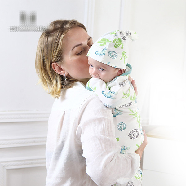 14 Style Newborn Swaddle Wrap+Hat Cotton Baby Receiving Blanket Bedding Cartoon Cute Infant Sleeping Bag For 0-6 Months B1