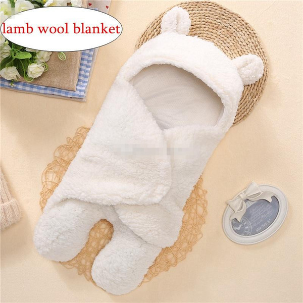 INS Autumn winter Infant children super soft plush lamb wool blankets sleeping bags velvet baby Infant baby supplies white and pink K0240