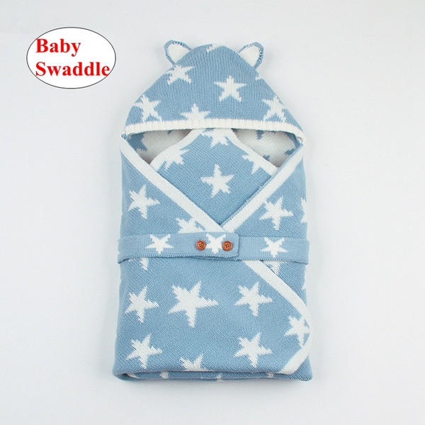 Baby Star print Swaddle Wrap Infant INS Crochet Sleep Bags Toddler Knitted Blanket Sleeping Stroller Sack 3colors