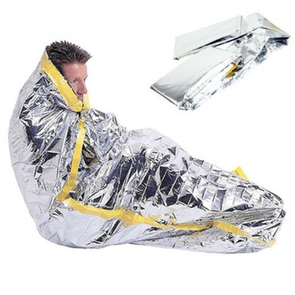 Portable waterproof reusable emergency sunscreen blanket silver foil camping survival warm outdoor adult children sleeping bag HN12