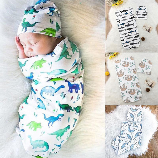 11 Styles toddler Infant Baby INS Swaddle Boys Girls Bear blanket hat Newborn Baby Soft Cotton Sleep Sack 2pcs/Set Sleeping Bags C5504