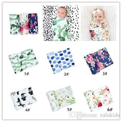 Newborn Watercolor floral print oversized Swaddle Blanket Super Soft Large Baby bath towels blanket 100% cotton