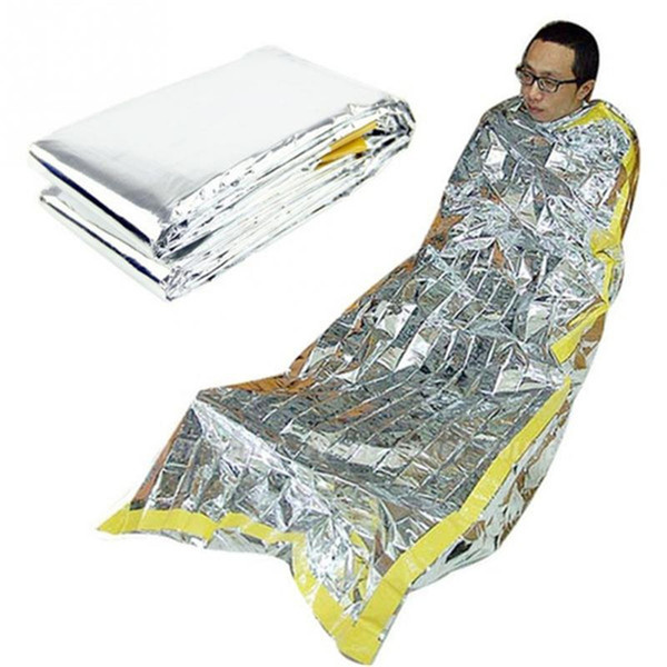 Portable waterproof reusable emergency sunscreen blanket silver foil camping survival warm outdoor adult children sleeping bag AHN12