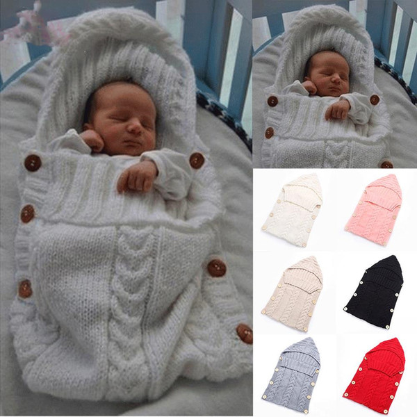 Baby Woolen addle Wrap Blanket Envelope for Newborn Infant Girls Boys Knit Crochet Winter Sweater Sleeping Bag Sack