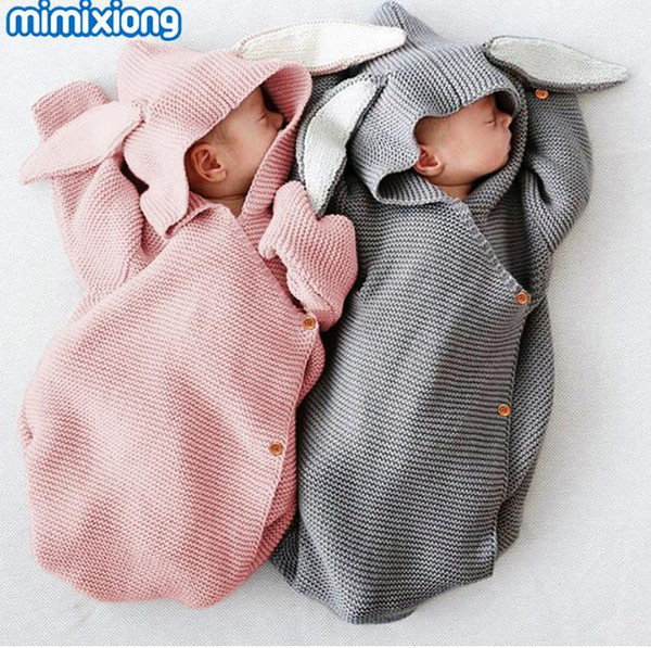 Baby Sleeping Bags Stroller Winter Warm Toddler Infantil Swaddle Wrap Autumn Rabbit Knitted Envelopes For Discharge Newborn 0-6M