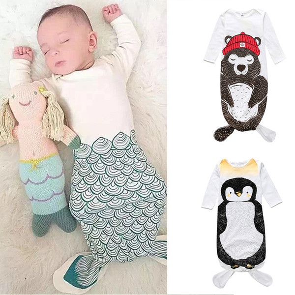 Baby sleeping bag, mermaid sleeping bag, penguin pattern, bear pattern