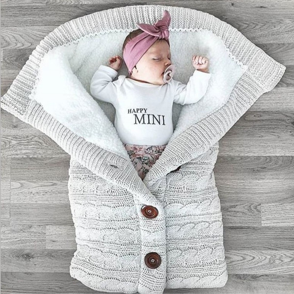 Popular Baby sleeping bag trolley autumn and winter outdoor newborn baby knitting sleeping bag wool plus thickened blanket