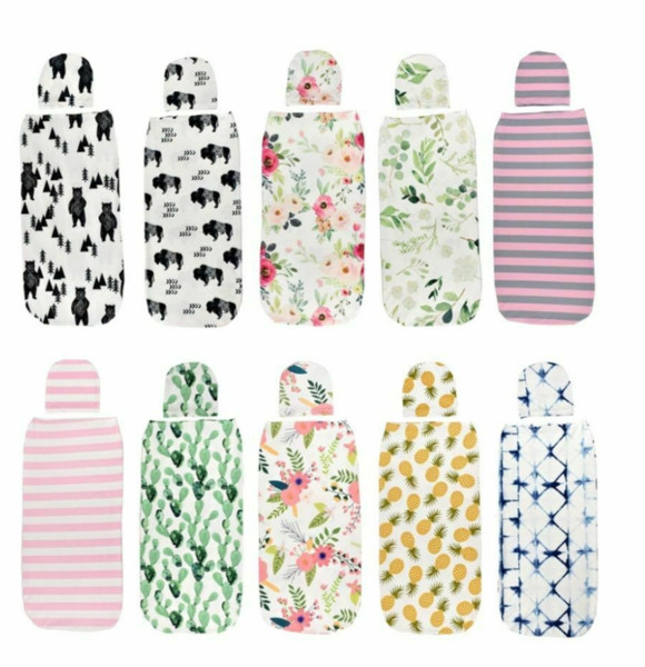 Cartoon Baby Swaddle Bag Wrap Sleeping Blanket with Cap 2 Piece set Newborn Cocoon Wrap Swaddling Bag with Sleeping Headwear Bags E22602