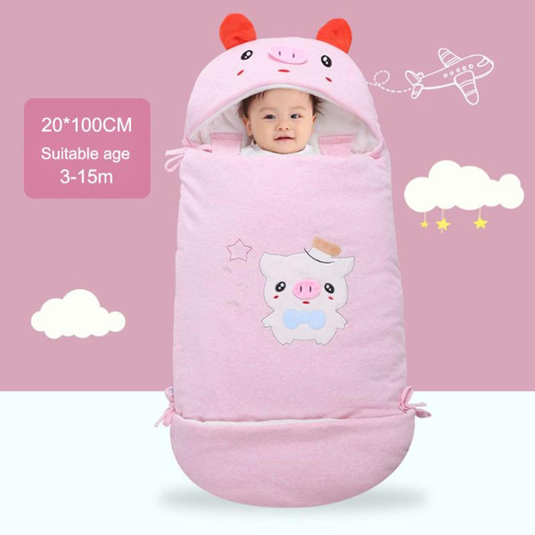 New Cartoon Pig Newborn Baby Thicken Sleeping Bag Stroller Envelop Bed Infant Wrapped Baby Winter Sleep Sacks Super