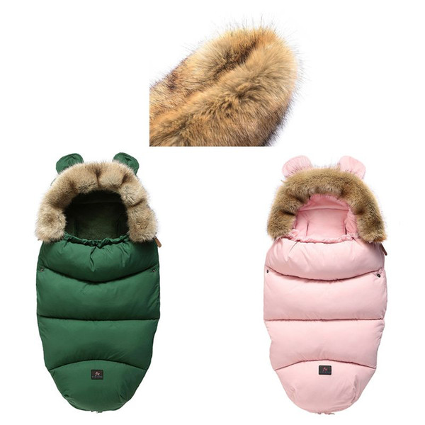 Baby Stroller Sleeping Bag 2020 New Fashion Baby Warm Anti-Kicking Footmuff with Removable Faux Fur 19QF