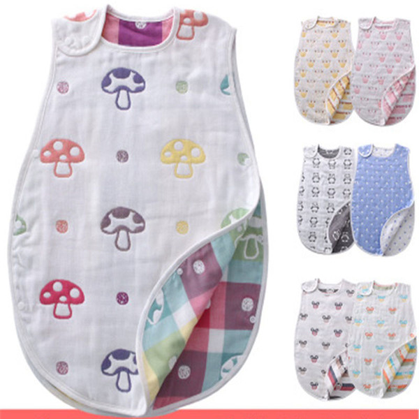 New Arrival Newborn Sleeveless Baby Sleeping Bag Cartoon Animals 100% Cotton Kids Warm Sleeping Bag Flowers Printing Pattern