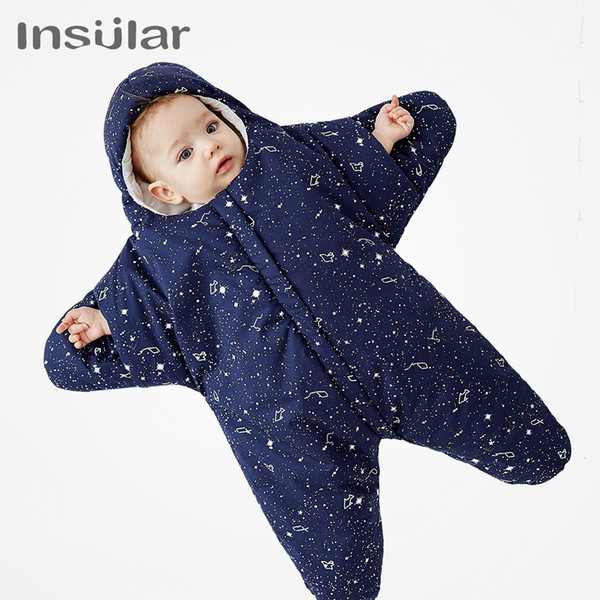 Insular 100% Cotton Baby Sleeping Bag Starfish Cartoon Baby Cotton Swaddle Winter Newborn Cotton Swaddle