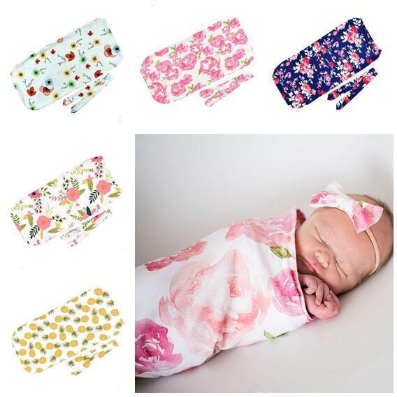 Toddler Baby Sleeping Bags Kids Designer Clothes Girls Swaddle Blanket Swaddle Muslin Wrap With Headband Photo Props Baby Girl Clothes