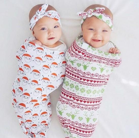 Wholesale Newborn Baby Sleeping Bag Cute Sleep Sack Christmas Cocoon Sack with Matching Headband/hat 2pieces set