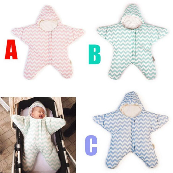 Starfish sleeping bag Ins Baby Sleep Sack Warm Infant Blanket Newborn Strollers Bed Warm Swaddle Fashion Wrap Ripple Printed DHT450