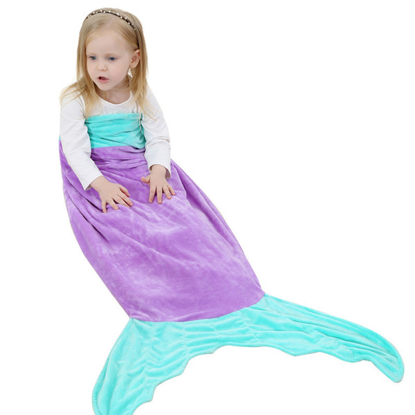 Little Girl Mermaid Bag Blankets Mermaid Tail Baby Girl Nightdress Two Layers Of Cotton Pajamas