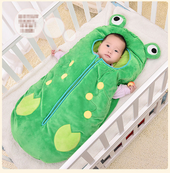 INS Baby Frog Sleeping Bags cotton Silk floss cartoon Mattress Sofa Bedroom Blankets Travel Blankets Newborns clothrs B001