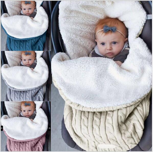 2018 Thick Baby Swaddle Wrap Knit Envelope Sleeping Bag Newborn Infant Warm Bands Indoor Infant Stroller Sleeping Bag