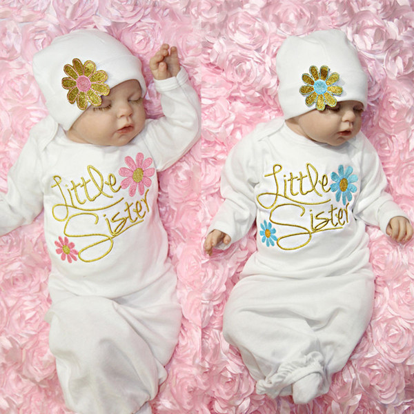 2019 Newborn Baby Infant Girls Clothes Sleepwear Pajamas Night Dress Wear Flower Swaddle Wrap Blanket Sleeping Bag Gown+Hat