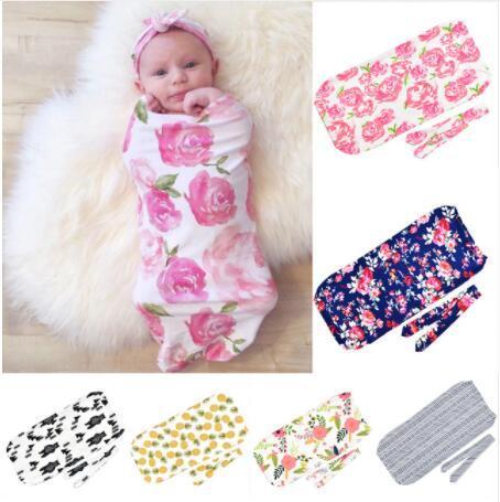 11 design Baby Sleeping Bag With Hairband Newborn Infant Swaddles Blanket Sleeping Bag Hat Swaddling Sleepsack