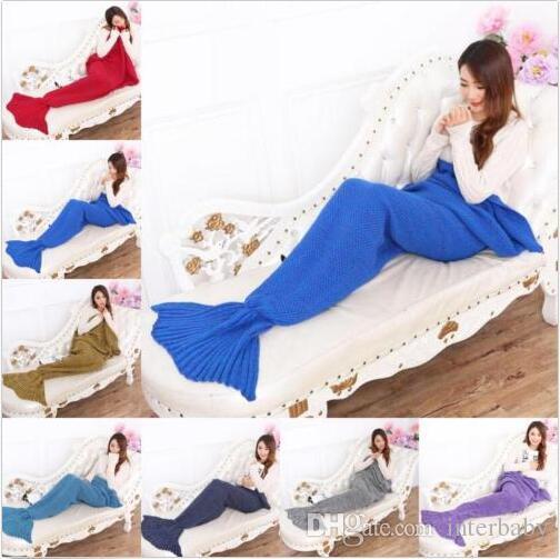 Mermaid Baby Sleeping Bags Knitted Kids Mermaid Blankets Crochet Siesta Cocoon Mattress Christmas Mermaid Tail Blankets Sofa Gifts New C3067