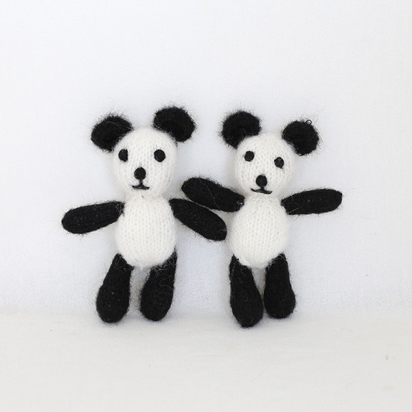 Panda doll Photo Prop Newborn bear props toys Handmade knit mohair cat toys prop