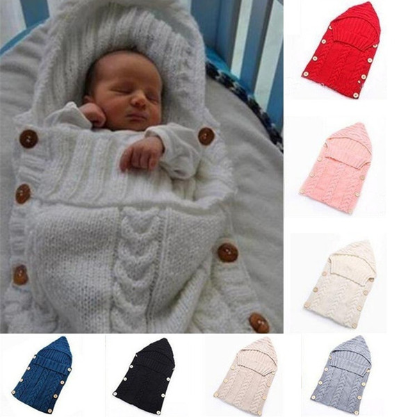 Warm Swaddle Wrap Baby Blanket Newborn Infant Knit Crochet Sleeping bag Knitted Soft Warm Wrap Blanket IB373