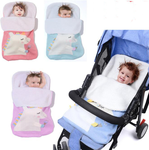 Baby Knitted unicorn Sleeping Bags Newborn Stroller sleeping bag Toddler autumn Winter Wraps Swaddling 4 colors infant bed sheet