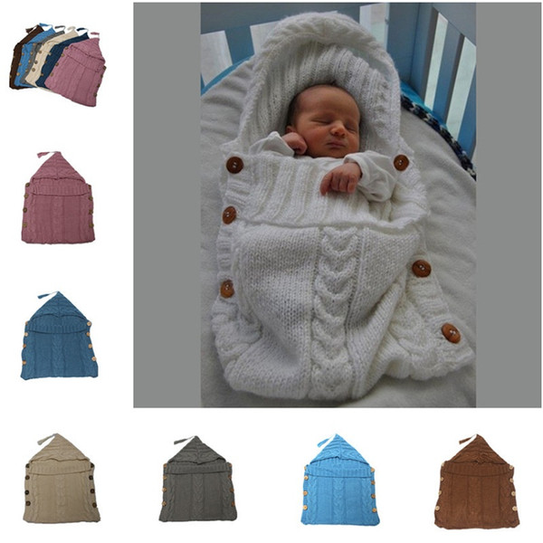 10 pcs New Baby Newborn Knitted Blanket Handmade Wrap Super Soft Sleeping Bag Cotton Jacquard Blanket Layer Thread Tassel Hat Top