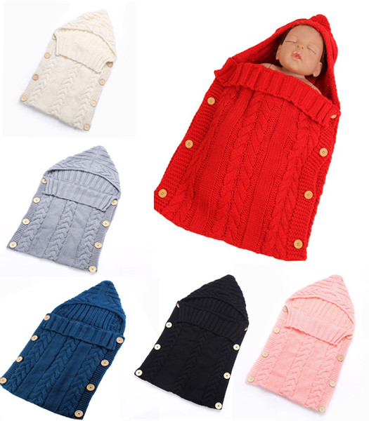 Baby Knitted Blankets Newborn Handmade Sleeping Bags Toddler Wraps Nursery Bedding Stroller Cart Swaddle Robes Free DHL D441L