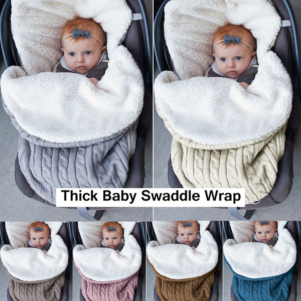 Thick Baby Swaddle Wrap Knit Envelope Newborn Sleeping Bag Baby Warm Swaddling Blanket Infant Stroller Sleep Sack Footmuff