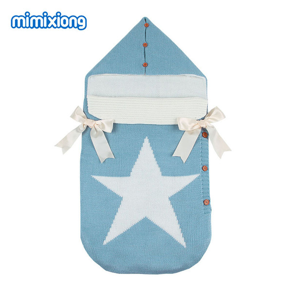 Autumn Envelopes for Newborns Five Star Knitted Sleeping Bags Winter Button Up Infant Baby Swaddle Wrap Sleep Sacks Thermal