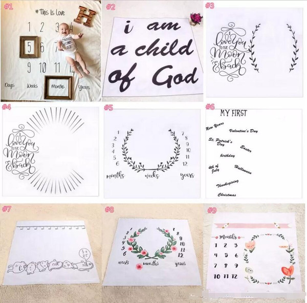 INS Baby Photography Background Props Floral Letter Digital Backdrops Newborn Lovely Printed Photo Blanket Infant Photo Mat