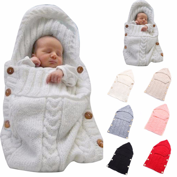 Puseky 0-12M Newborn Baby Wrap Swaddle Blanket Kids Toddler Wool Knit Blanket Swaddle Baby Sleeping Bag Sleep Sack Stroller Wrap