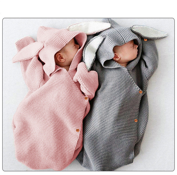 Spring Autumn Baby Stroller Sleeping Bag Adorable Rabbit Newborn Infant Knitted Swaddle Wrap Nest Envelopes For Toddler Kid 0-1Y