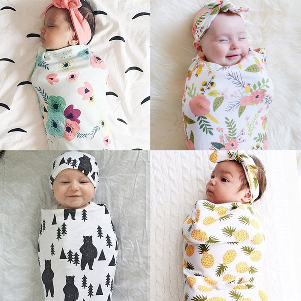 Ins Newest Arrivals Hot Infant Newborn Toddler Baby Swaddle Blanket Baby Sleeping Swaddle Muslin Wrap Headband Kids Swaddle Bag Xmas Gifts