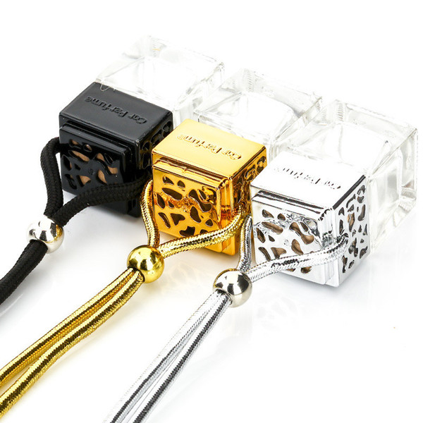 Square Glass Car perfume Bottle bag Pendant Essential Oil Liquid Dropper clear Bottles Empty Hanging Car Diffuser room ornament 2019 A21602