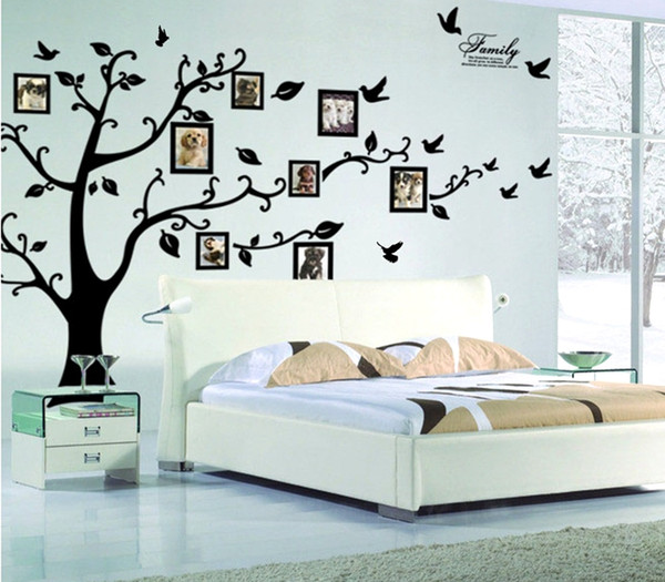 Retail 1800*4500mm Large Size Black Family Photo Frames Tree Wall Stickers DIY Home Decoration Wall Decals Modern Art Murals for Living Room